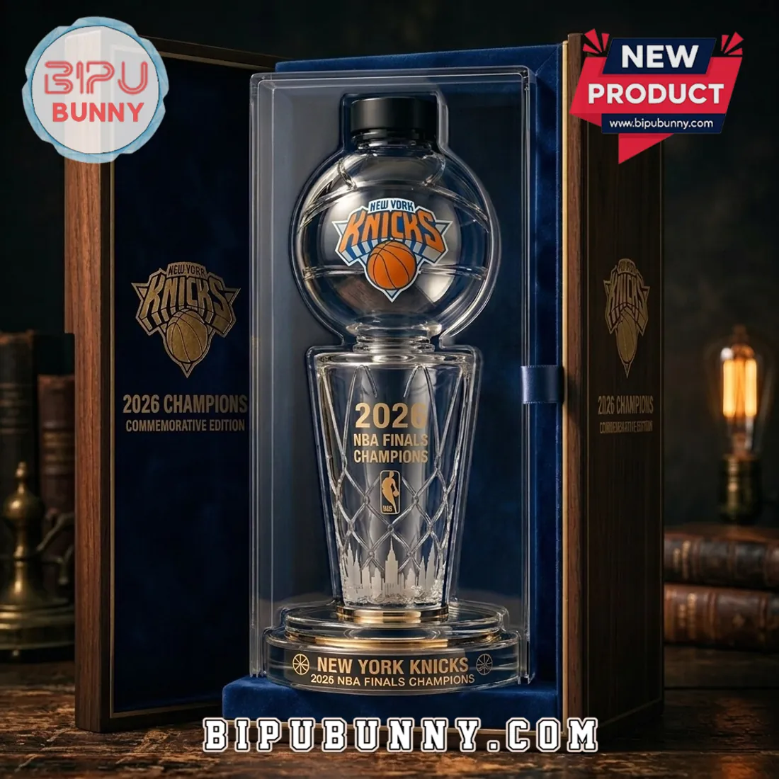 New York Knicks 2026 NBA Finals Champions Trophy-shaped Whiskey Bottle New York Knicks 2026 NBA Finals Champions Trophy-shaped Whiskey Bottle