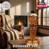 New York Knicks 2026 NBA Finals Champions glass whiskey bottle with basketball topper on a wooden table.!