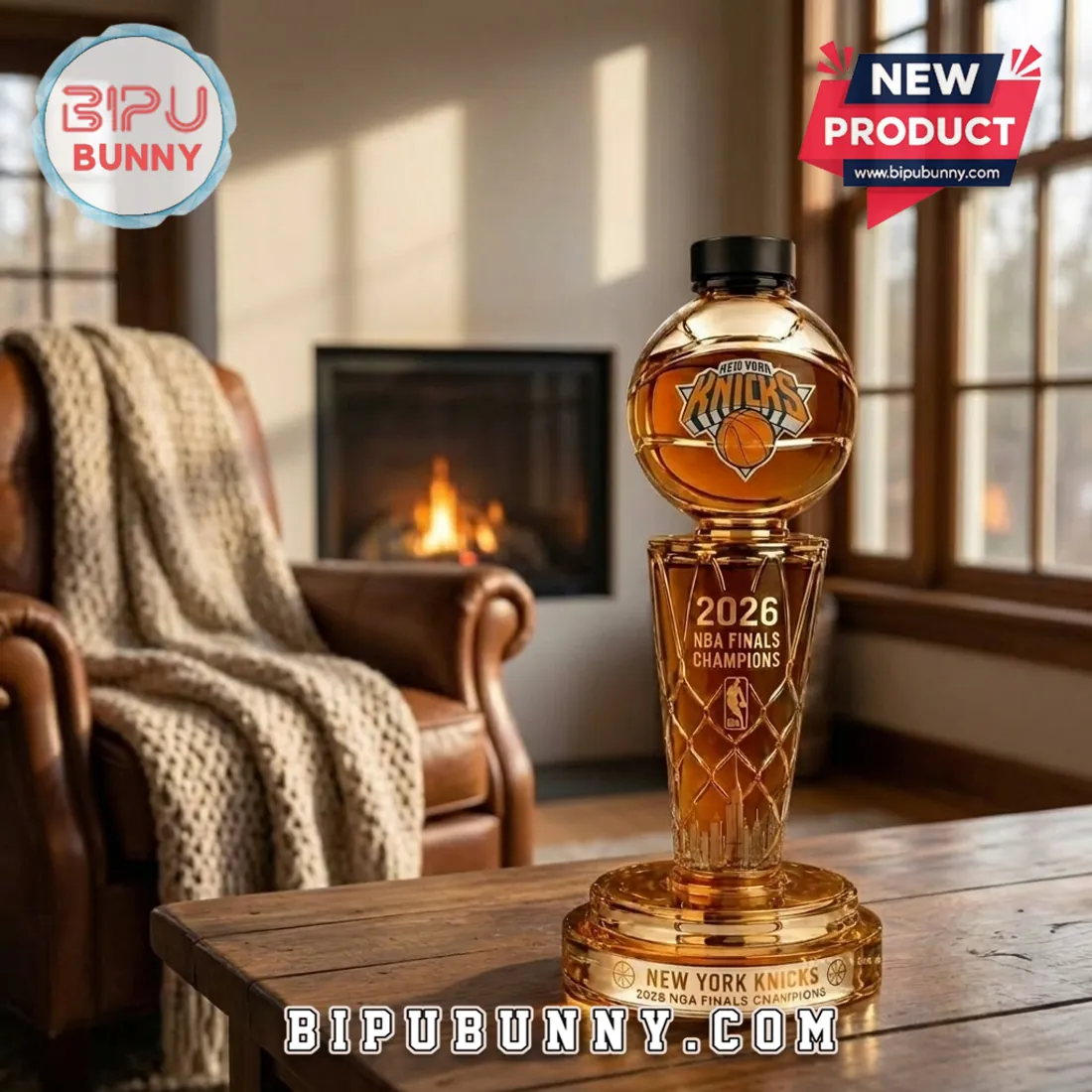 New York Knicks 2026 NBA Finals Champions Trophy-shaped Whiskey Bottle New York Knicks 2026 NBA Finals Champions Trophy-shaped Whiskey Bottle