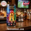 Glass tumbler featuring 2026 Football Championship graphics with flags of US, Canada, Mexico and a gold trophy centerpiece.!
