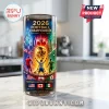 2026 Football Championship glass tumbler featuring a golden trophy, players, and US, Canadian, and Mexican national flags.!