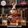 Ohio State Brutus Buckeye faceted glass decanter with stopper, 1890-2025 135th anniversary label, two crystal whiskey glasses.!
