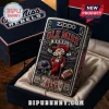 Ole Miss Rebels Zippo lighter with vintage Colonel Reb graphic, navy and red enamel, housed in a velvet-lined display box.!