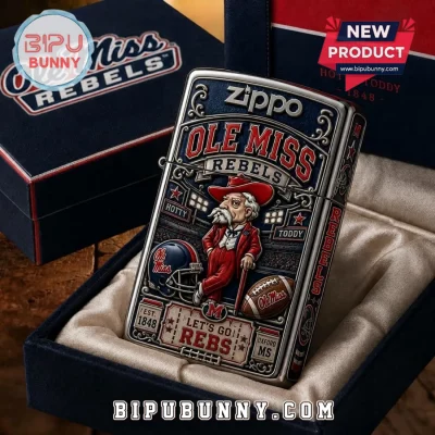 Ole Miss Rebels Embossed Metal Zippo Lighter Case