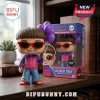 Oliver Tree vinyl figure with bowl cut, red sunglasses, braces, and purple jacket holding a bunch of purple balloons.!