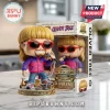 Oliver Tree vinyl figure with blonde bowl cut, red sunglasses, and colorful jacket standing on a skateboard with microphone.!