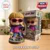 Oliver Tree vinyl figure with blonde bowl cut, red sunglasses, and purple jacket standing on a pedestal with a microphone.!