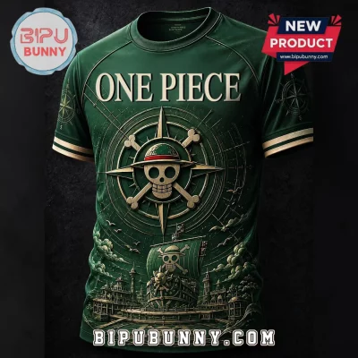 One Piece Anime Nautical Compass Green T-Shirt