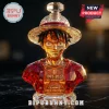 Monkey D. Luffy crystal bust wearing a straw hat with 1997-2027 30th Anniversary text etched on the amber glass chest.!