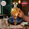 Sanji from One Piece faceted glass liquor decanter with 1997-2027 30th Anniversary text on a wooden table.!