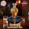 One Piece Sanji faceted crystal whiskey decanter with 1997-2027 30th anniversary engraving on a wooden bar counter.!