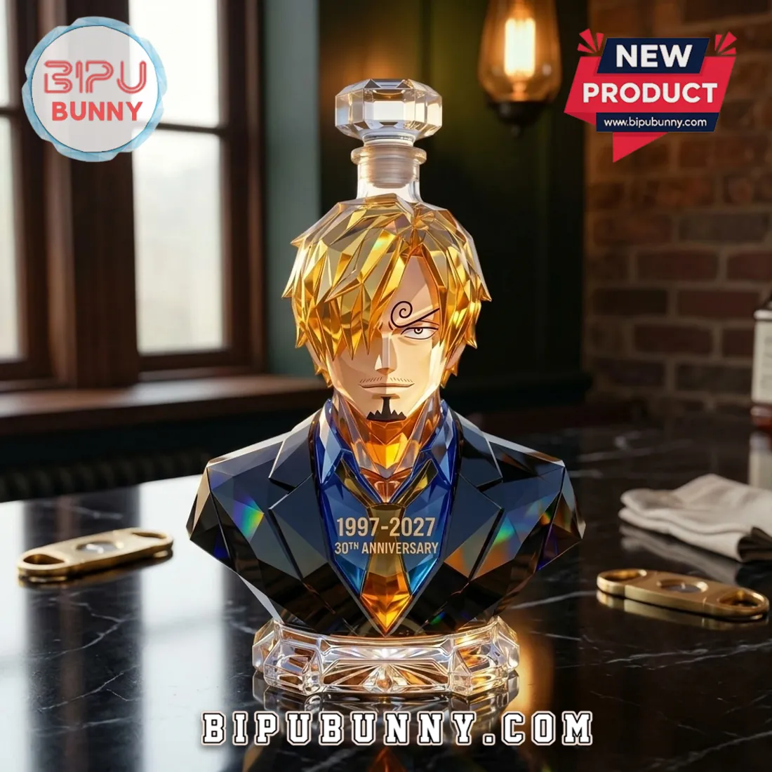 One Piece Sanji Crystal Glass 1997-2027 30th Anniversary Whiskey Decanter One Piece Sanji Crystal Glass 1997-2027 30th Anniversary Whiskey Decanter