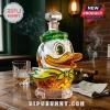 Faceted crystal Oregon Ducks mascot whiskey decanter with green cap and gold base labeled 132nd Anniversary 1894-2026.!