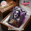 Ozzy Osbourne purple glass whiskey tumbler featuring song titles and gothic illustrations in a branded wooden gift box.!
