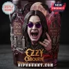 Ozzy Osbourne rock tumbler glass featuring embossed imagery of bats, a castle, and song titles like Crazy Train in red hues.!
