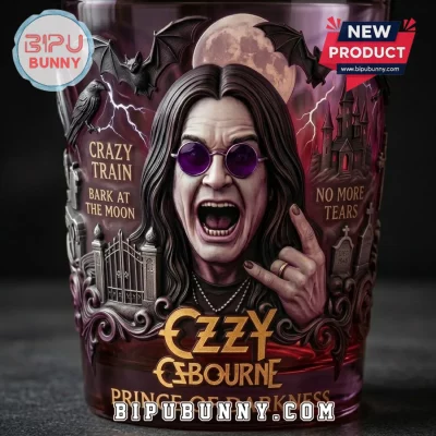 Ozzy Osbourne Prince of Darkness Purple Glass Tumbler