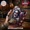 Ozzy Osbourne whiskey glass featuring 3D embossed imagery of the singer, bats, a castle, and song titles in purple tones.!