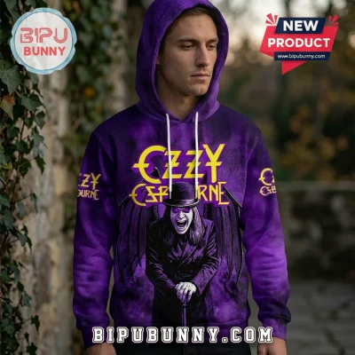 Ozzy Osbourne Tribute 1948-2025 Purple Cross Hoodie