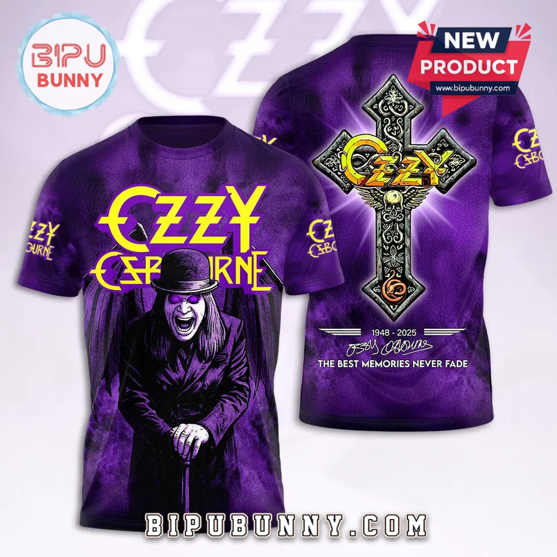 Ozzy Osbourne Tribute 1948-2025 Purple Cross Hoodie Ozzy Osbourne Tribute 1948-2025 Purple Cross Hoodie