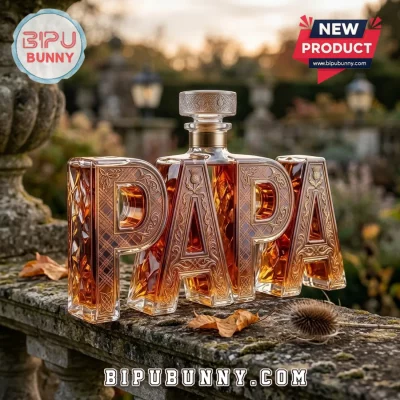 Papa Engraved Glass Whiskey Decanter