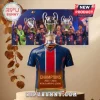 Jersey shaped glass decanter featuring UEFA Champions League branding and 2025-2026 text with a trophy stopper top.!