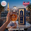Paris Saint-Germain trophy-shaped whiskey decanter with Eiffel Tower topper and blue and gold presentation box.!