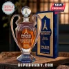 Crystal trophy shaped whiskey decanter featuring Eiffel Tower icon and Paris Saint-Germain 2025-2026 championship branding.!