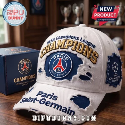 Paris Saint-Germain Champions League White Vintage Distressed Snapback Hat