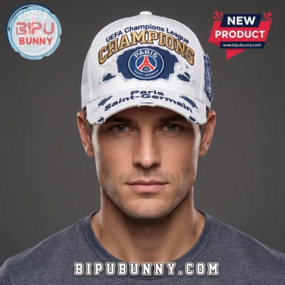 Paris Saint-Germain Champions League White Vintage Distressed Snapback Hat