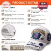 White Paris Saint-Germain distressed baseball cap with UEFA Champions League embroidery and adjustable metal back strap.!
