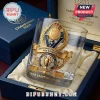 Paris Saint-Germain 2026 UEFA Champions League whiskey glass with gold metal emblem in a blue presentation box.!