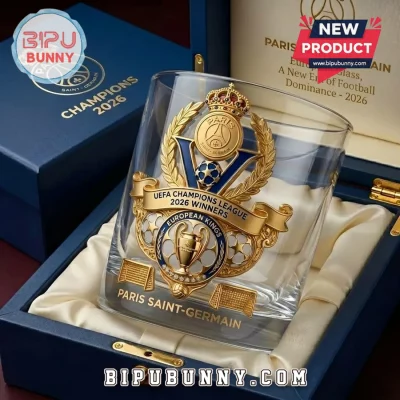 Paris Saint-Germain UEFA Champions League 2026 Winners Whiskey Glass