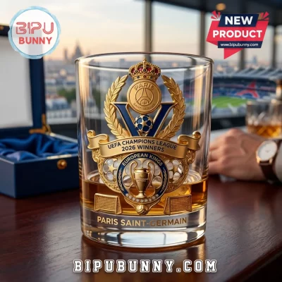 Paris Saint-Germain UEFA Champions League 2026 Winners Whiskey Glass