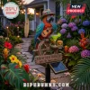 Parrot garden stake with ukulele, tropical straw hat, margarita, and sign reading Parrot Head Paradise Wastin' Away Again.!