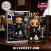 Pep Guardiola Funko Pop figure wearing a black coat, standing over a Manchester City soccer ball next to a trophy replica.!