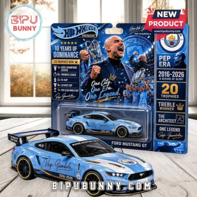 Pep Guardiola Manchester City Ford Mustang GT Hot Wheels Car