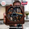 Brown leather bi-fold wallet featuring embossed Pink Floyd 60th anniversary artwork, prism design, and brick wall textures.!