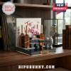 Pink Floyd brick-built display featuring The Wall, Battersea power station, and a prism, set on a wooden shelf.!