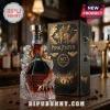 Pink Floyd 60th anniversary glass whiskey bottle with prism and winged pig motifs next to a decorative black display box.!