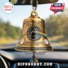 Antique gold finish bell car ornament featuring Pink Floyd Dark Side of the Moon prism graphics and 53rd anniversary text.!