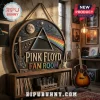 Round wooden Pink Floyd Fan Room wall sign featuring The Dark Side of the Moon prism, guitars, and celestial motifs.!
