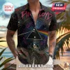 Pink Floyd button-down short-sleeve shirt featuring Dark Side of the Moon prism artwork and stained glass style graphics.!