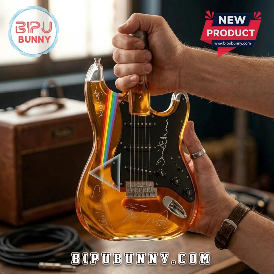 Pink Floyd Signature Guitar Glass Whiskey Decanter Pink Floyd Signature Guitar Glass Whiskey Decanter