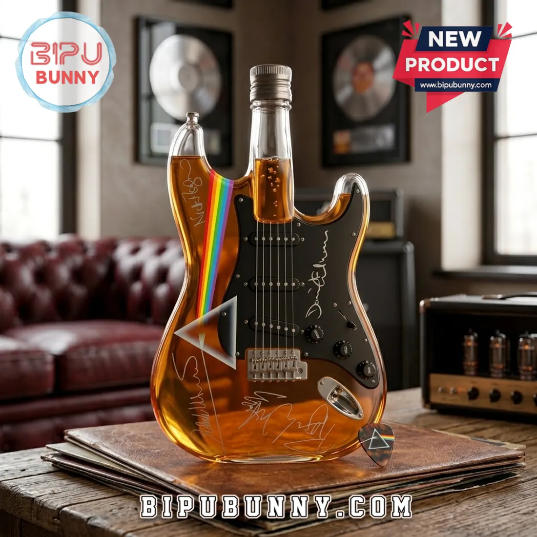 Pink Floyd Signature Guitar Glass Whiskey Decanter Pink Floyd Signature Guitar Glass Whiskey Decanter