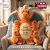 Charizard plush holding four small Charmander dolls with personalized names on a chair, embroidered Best PokéDad Ever text.!