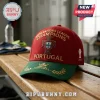 Red and green baseball cap featuring gold embroidery of UEFA Nations League Champions Portugal crest and Forca Portugal.!