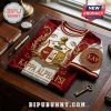 Kappa Alpha Psi fraternity t-shirt featuring crimson and white fabric with an embossed 3D crest, gold detailing, and KΑΨ logo.!
