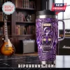 Prince themed stainless steel tumbler with purple paisley pattern, electric guitar imagery, and Purple Rain text.!