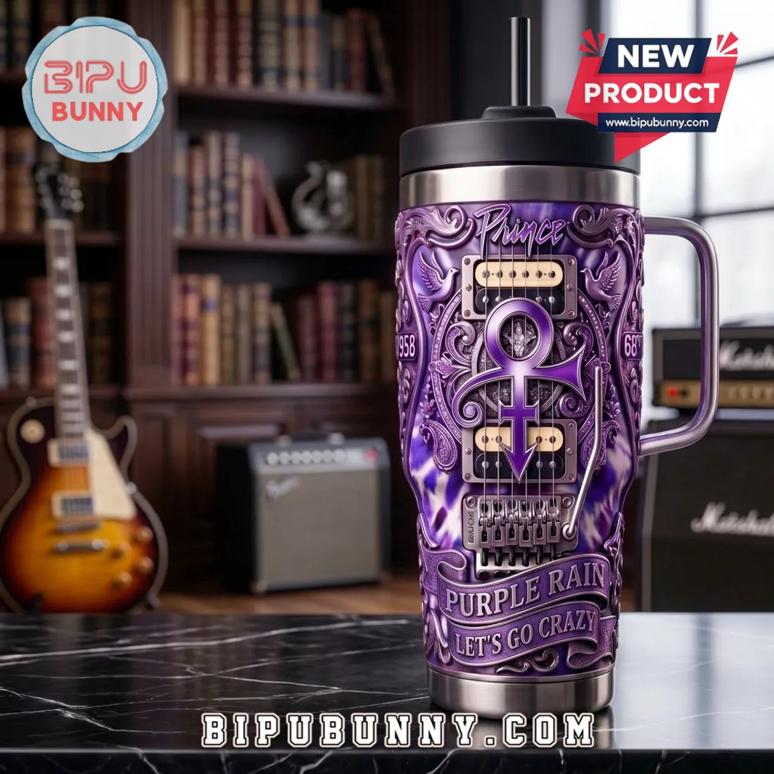 Prince x Yeti Purple Rain Embossed Stainless Steel 40oz Tumbler Prince x Yeti Purple Rain Embossed Stainless Steel 40oz Tumbler