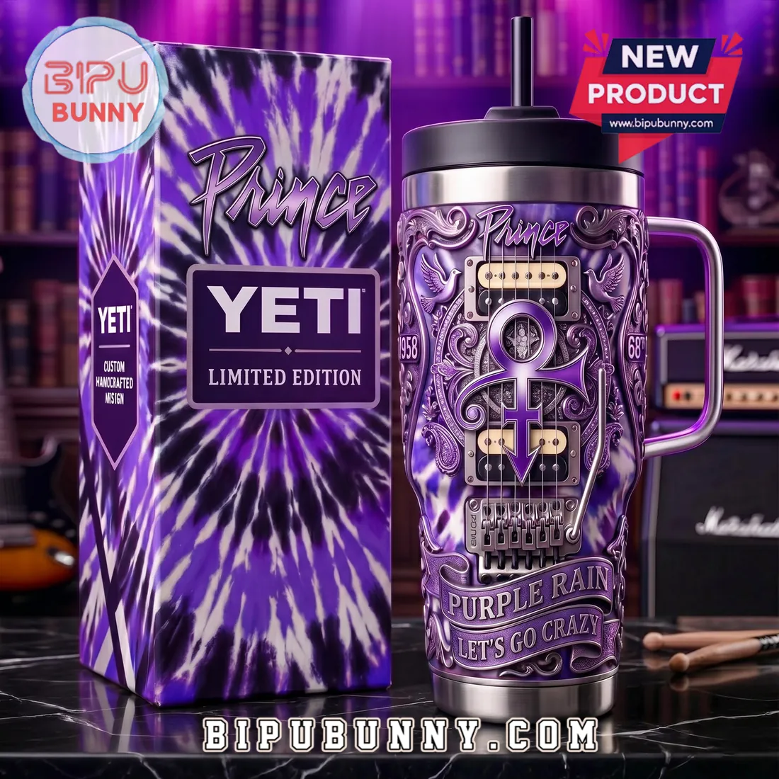 Prince x Yeti Purple Rain Embossed Stainless Steel 40oz Tumbler Prince x Yeti Purple Rain Embossed Stainless Steel 40oz Tumbler